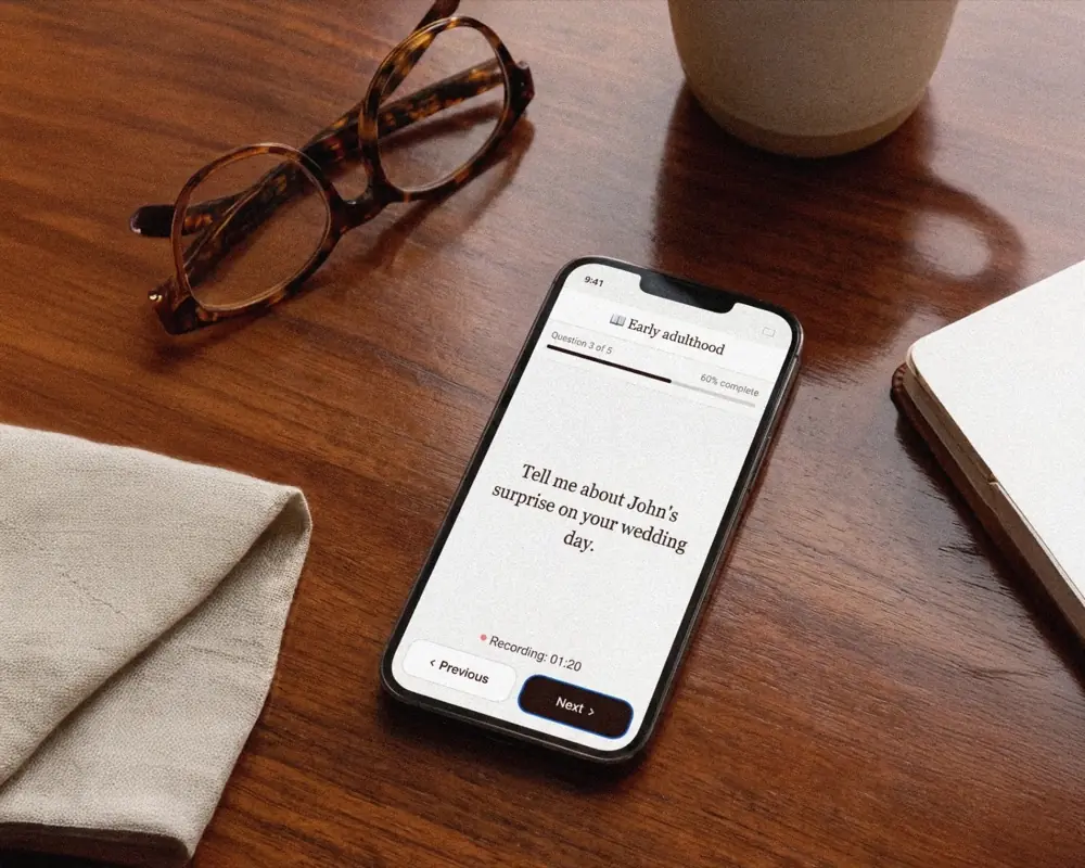 A phone on a table showing this week's question